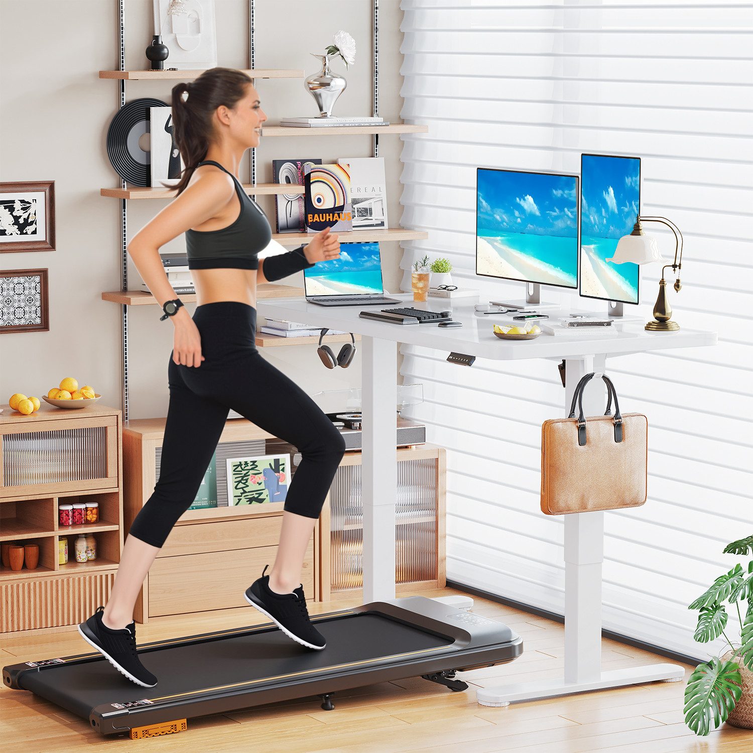 HOMALL Schreibtisch Höhenverstellbarer Schreibtisch mit 4-stufiger Höhenspe günstig online kaufen