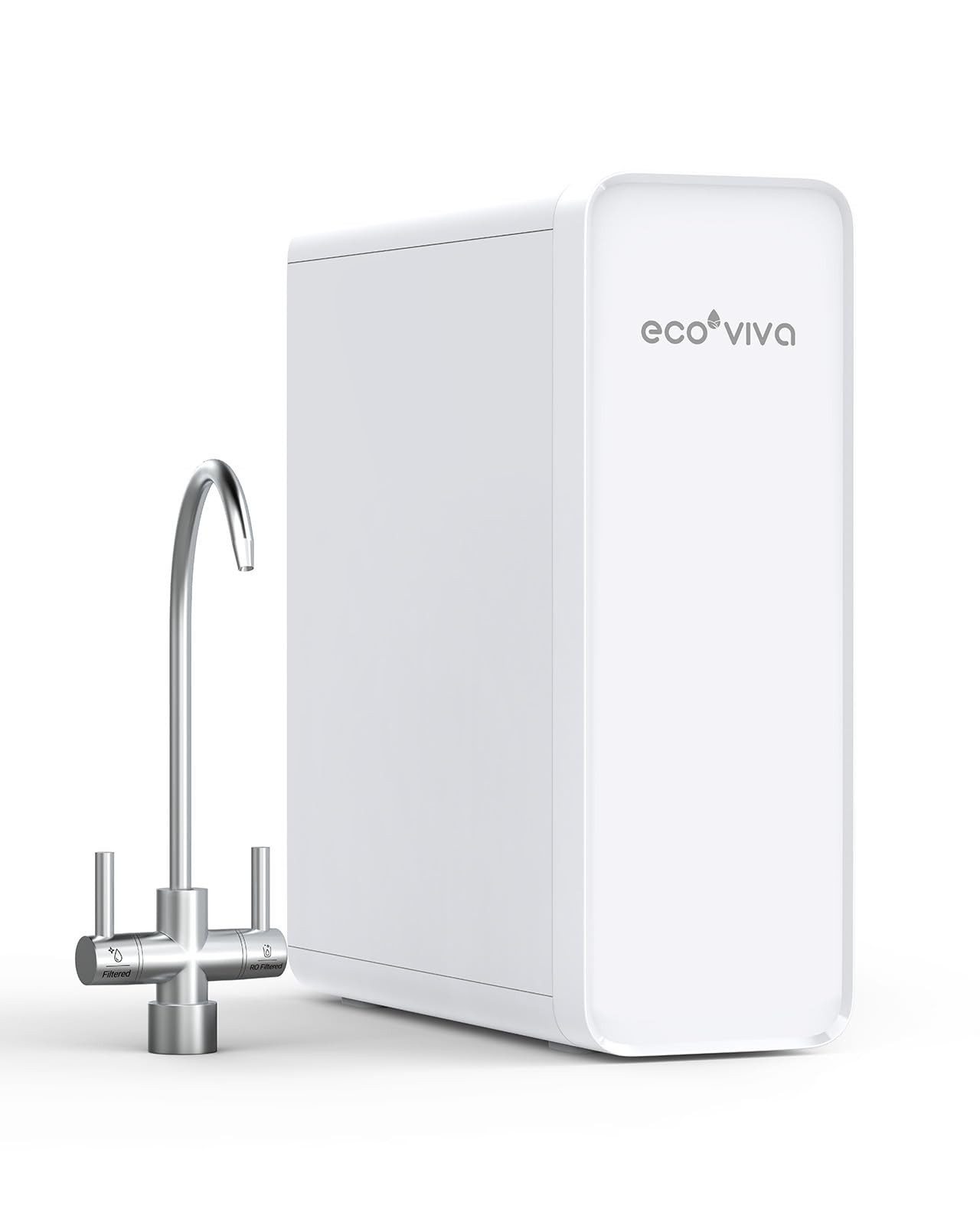 Ecoviva Wasserfilter RO600G Umkehrosmose-Wasserfiltersystem, 8-Stufen-Filtration, 2,5:1 Rein zu Abfluss, RO & Gefiltertes Wasser