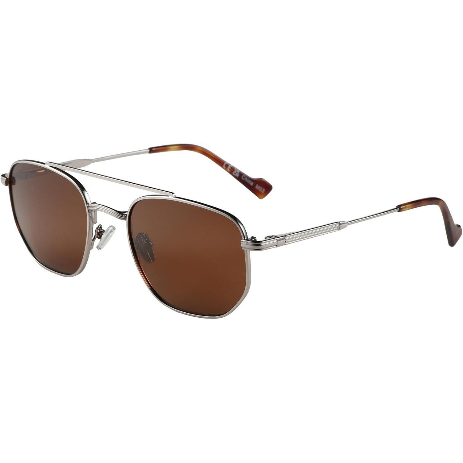 LuxusKollektion Retrosonnenbrille Sonnenbrillen Pilot Hexagon Polarized UV400 Grauer Rahmen Braune Linse (1-St)