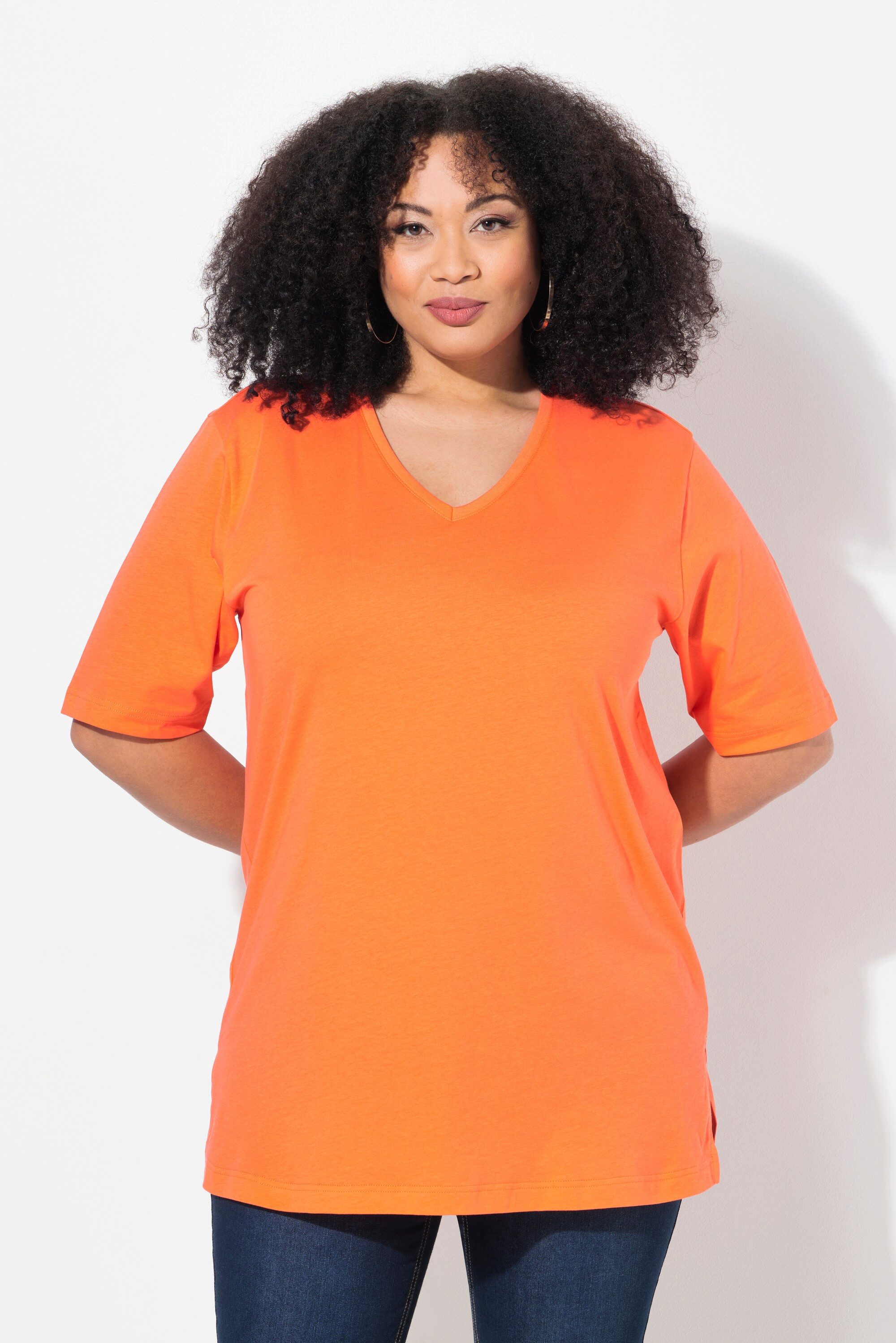Ulla Popken T-Shirt T-Shirt V-Ausschnitt Relaxed günstig online kaufen