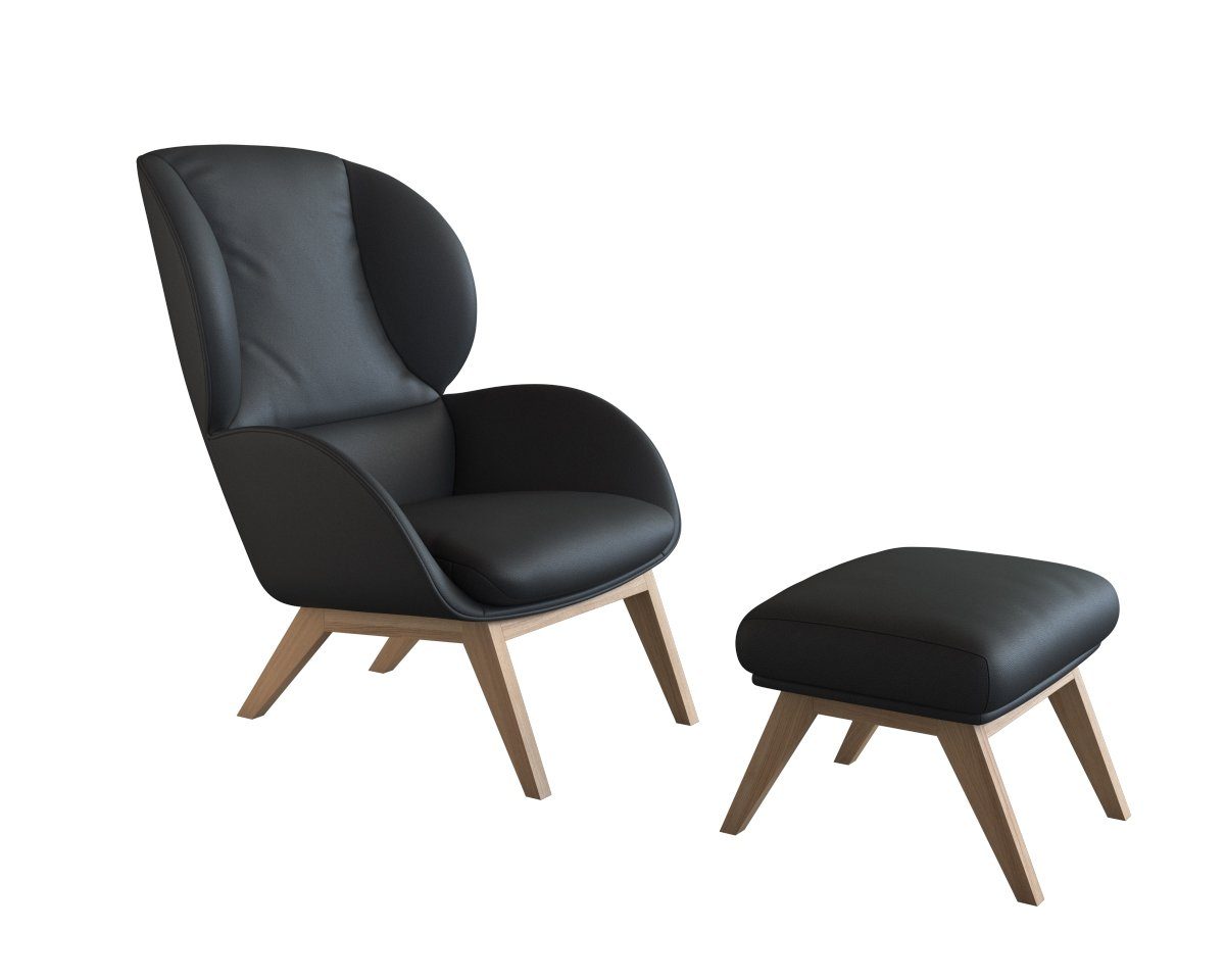 FLEXLUX Ohrensessel Adria, Stil & Komfort, organische Form, Fuß Eiche