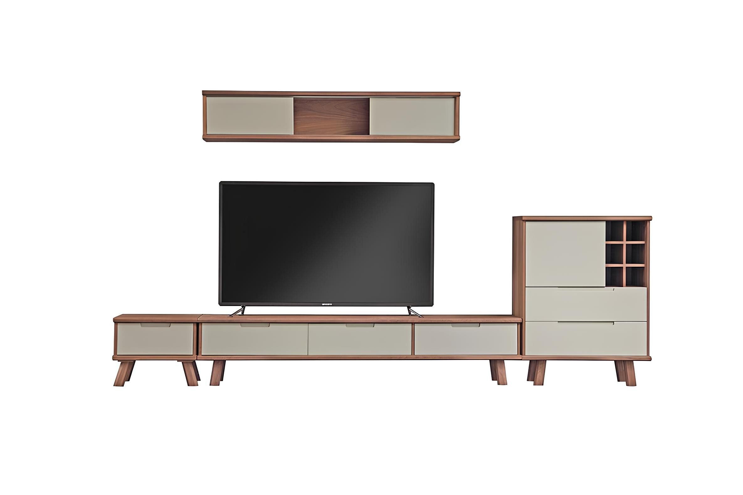 Xlmoebel Wohnwand Luxuriöse italienische Konsole mit elegantem Sideboard und Vitrine, (4-St., Wohnwand), Hergestellt in Europa