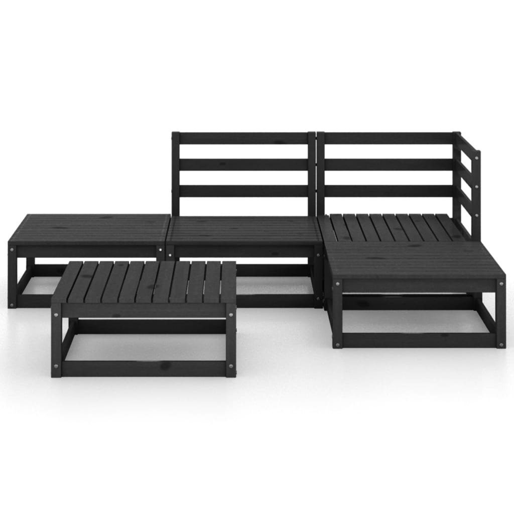 vidaXL Gartenlounge-Set 5-tlg. Garten-Lounge-Set Schwarz Kiefer, Massivholz (1-tlg)