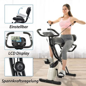 autolock Heimtrainer Magnetische Faltbares X-Bike Fitnessfahrrad Heimtrainer, Workout Indoor Cycling Mit Traningscomputur Und Expanderbänder