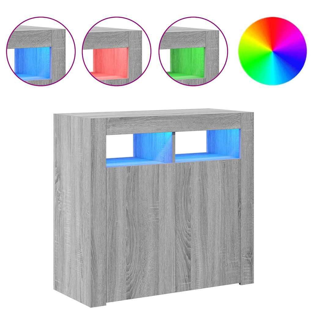 Nettlife Sideboard Sideboard mit LED 80x35x75 cm, Geeignet für Esszimmer, Küche, Wohnzimmer