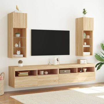 vidaXL TV-Schrank TV-Schränke mit LED-Leuchten 2 Stk Sonoma-Eiche 30,5x30x90 cm