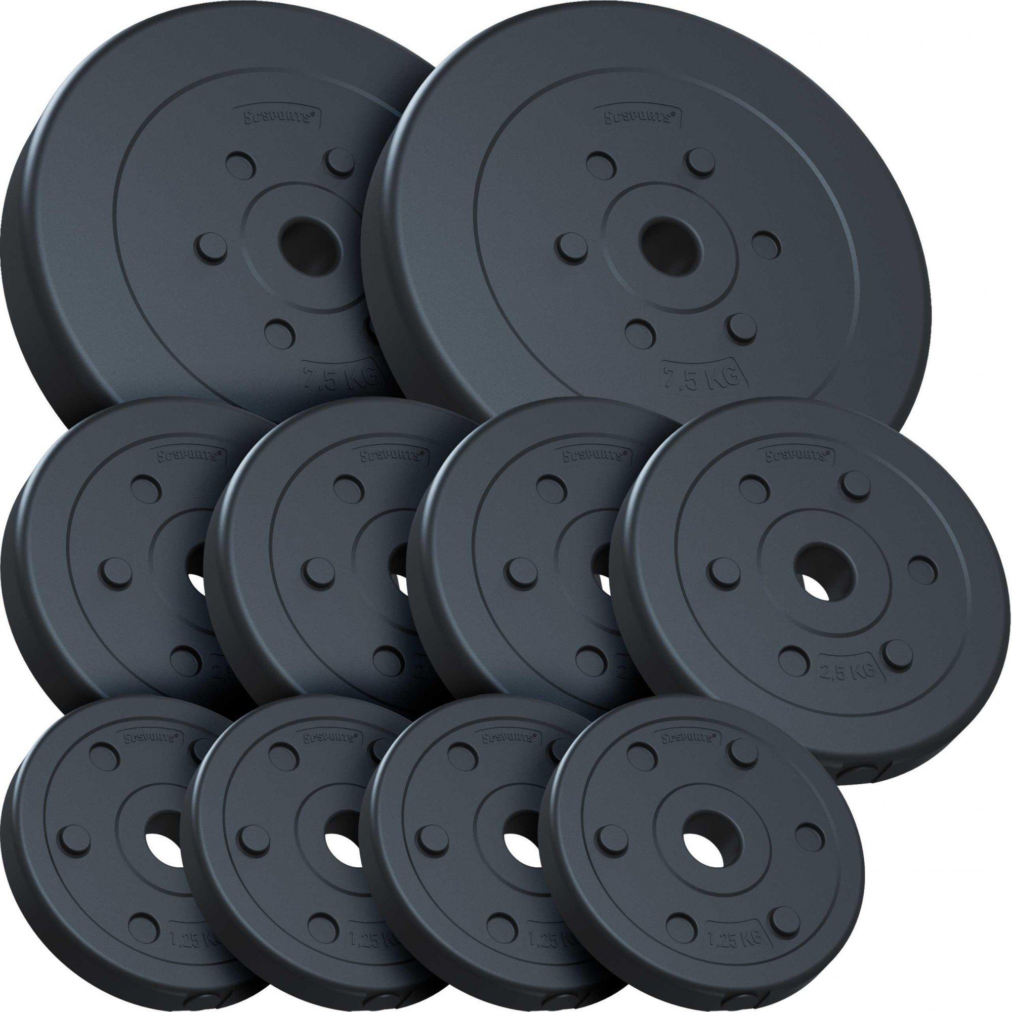 ScSPORTS® Hantelscheiben Set 30 kg 30/31mm Kunststoff Gewichtsscheiben Gewichte, (10003314-tlg)