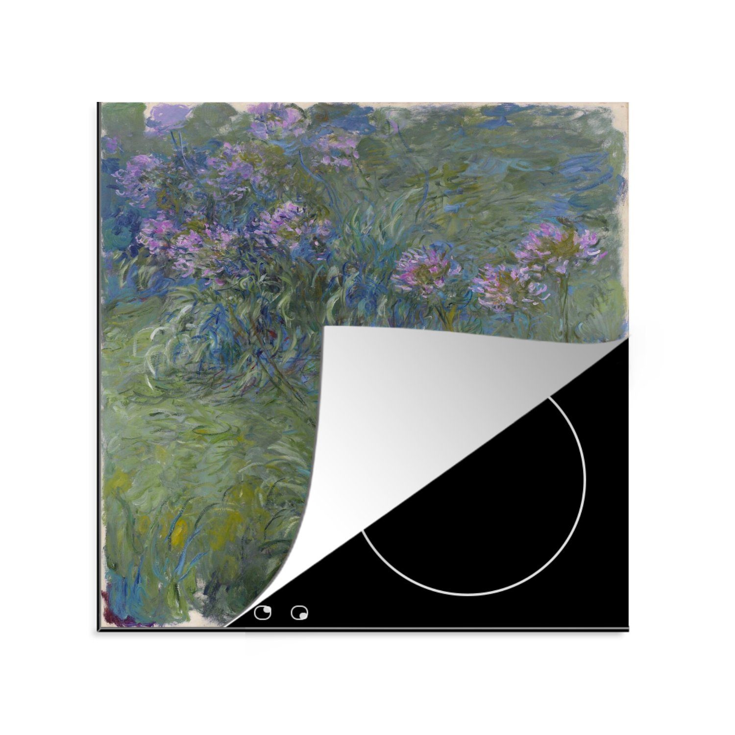 MuchoWow Herdblende-/Abdeckplatte Agapanthus - Vinyl, für küche von Gemälde Claude 78x78 tlg), (1 Arbeitsplatte Ceranfeldabdeckung, Monet, cm