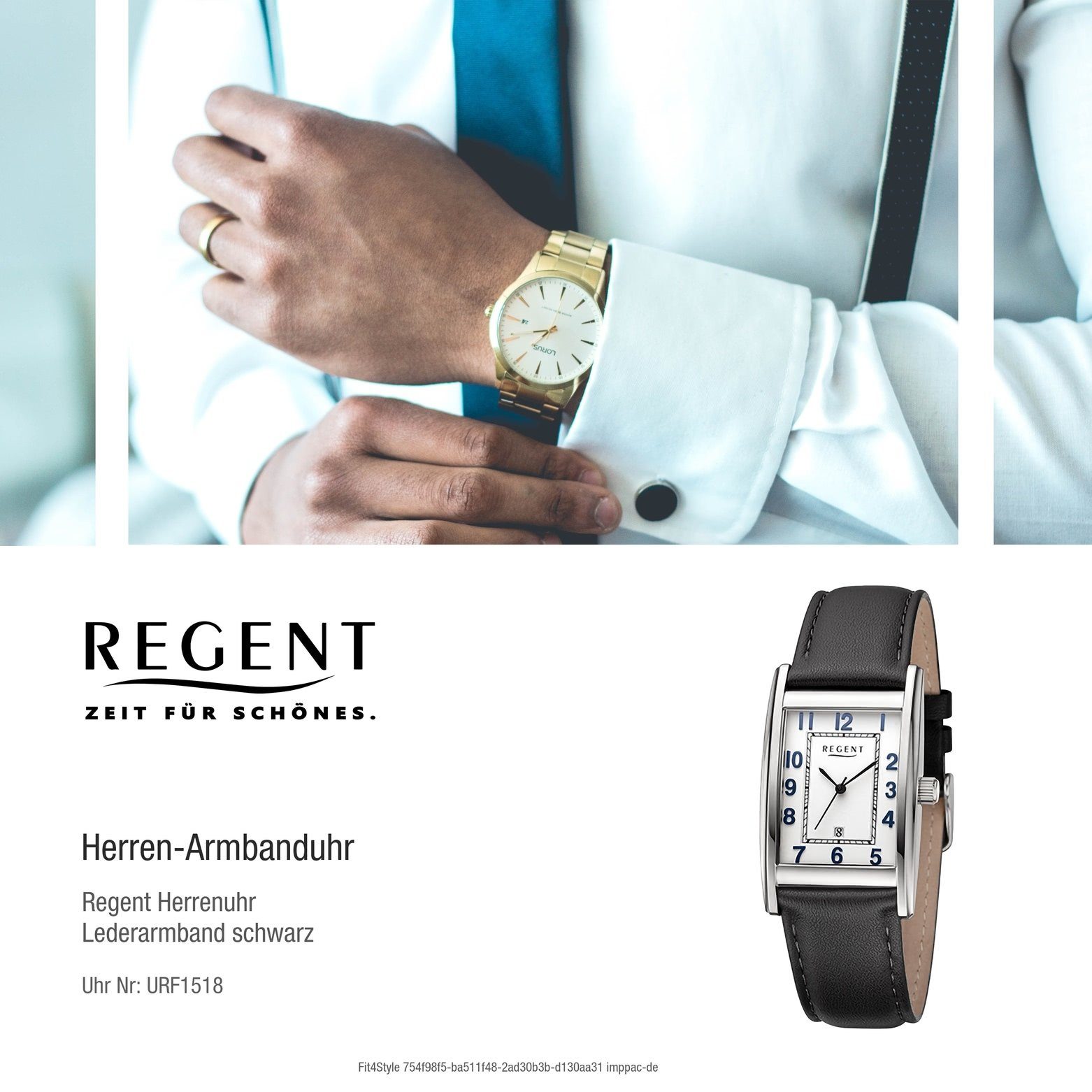 Armbanduhr Regent (ca. extra Analog, Armbanduhr Herren 29mm), Regent rund, Quarzuhr Herren Lederarmband groß