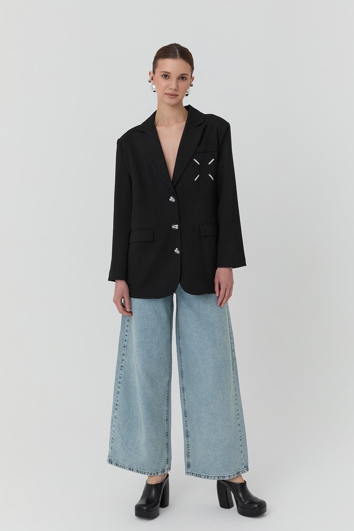 Longblazer Jackenblazer Schwarz Elegantes Business