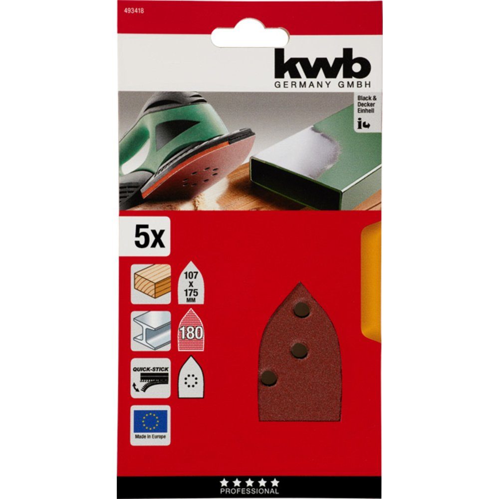 Thumbnail - kwb Schleifpapier kwb 493418 Deltaschleifpapier Körnung (num) 180 (L x B) 175 mm x 10