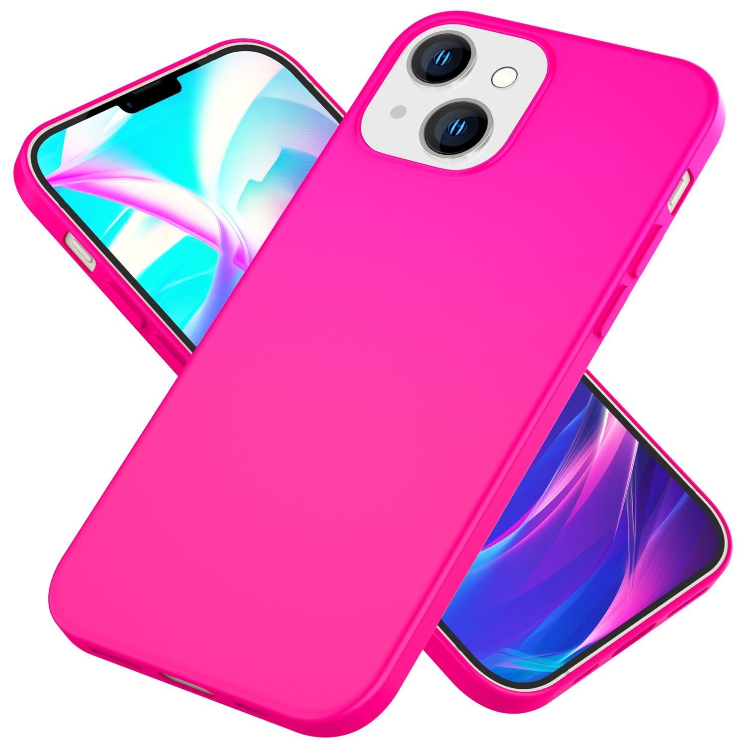 Nalia Smartphone-Hülle Apple iPhone 14 Plus 17 cm (6,7 Zoll), Neon Silikon Hülle / Bunt Leuchtend / Rutschfest / Flexibel / Weich