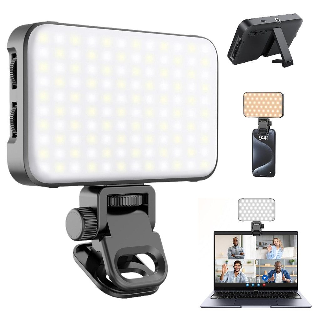 Selfie Licht mit Soft-Diffusor & integriertem Ständer, mit 96 LEDs Blitzgerät