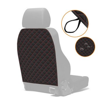 L & P Car Design Auto-Rückenlehnenschutz Rückenlehnenschoner in schwarz mit roter Naht aus Cordura Sitzschoner, 2 Stück