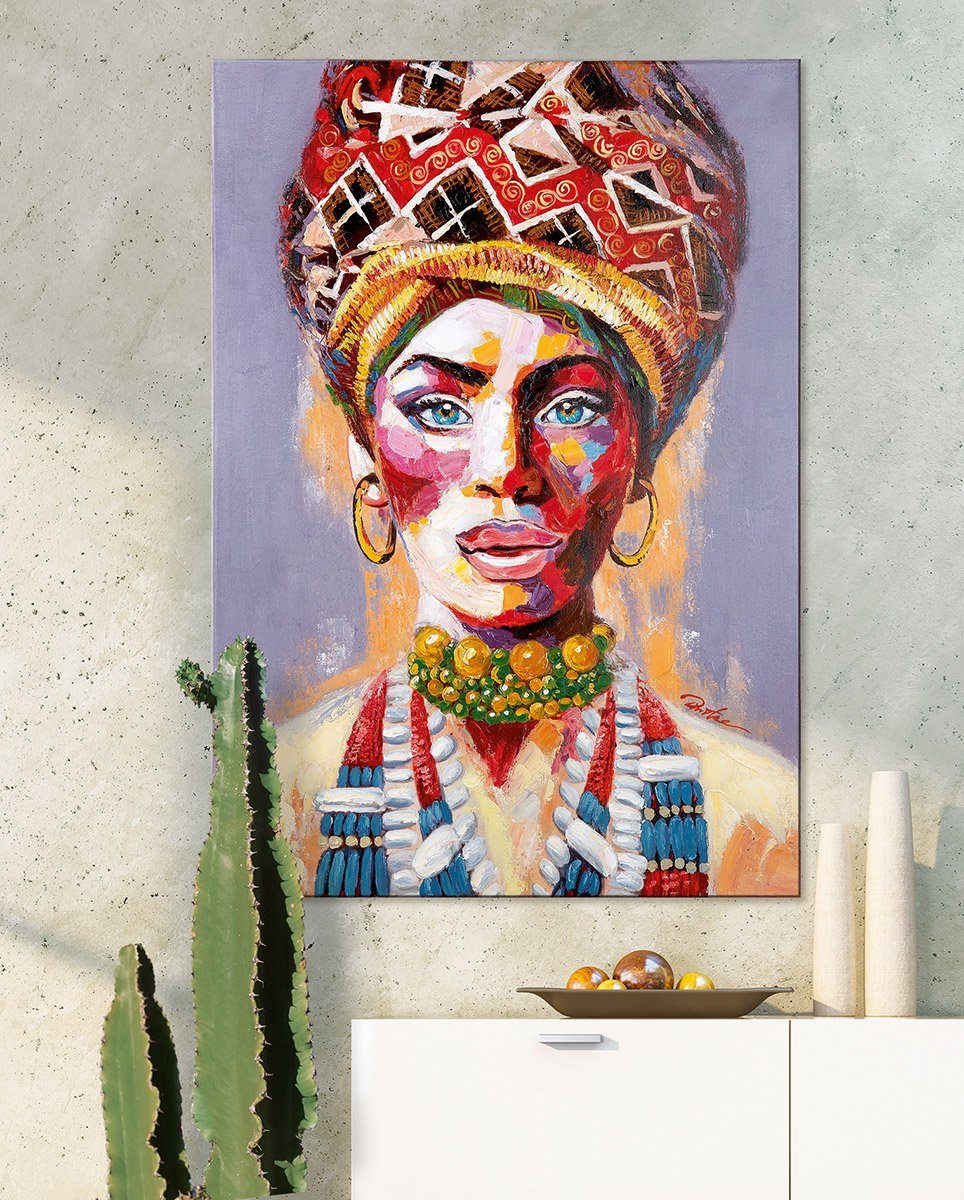 B. Bild 100cm GILDE Afrikanerin Nala - x - mehrfarbig Gemälde H. 70cm GILDE