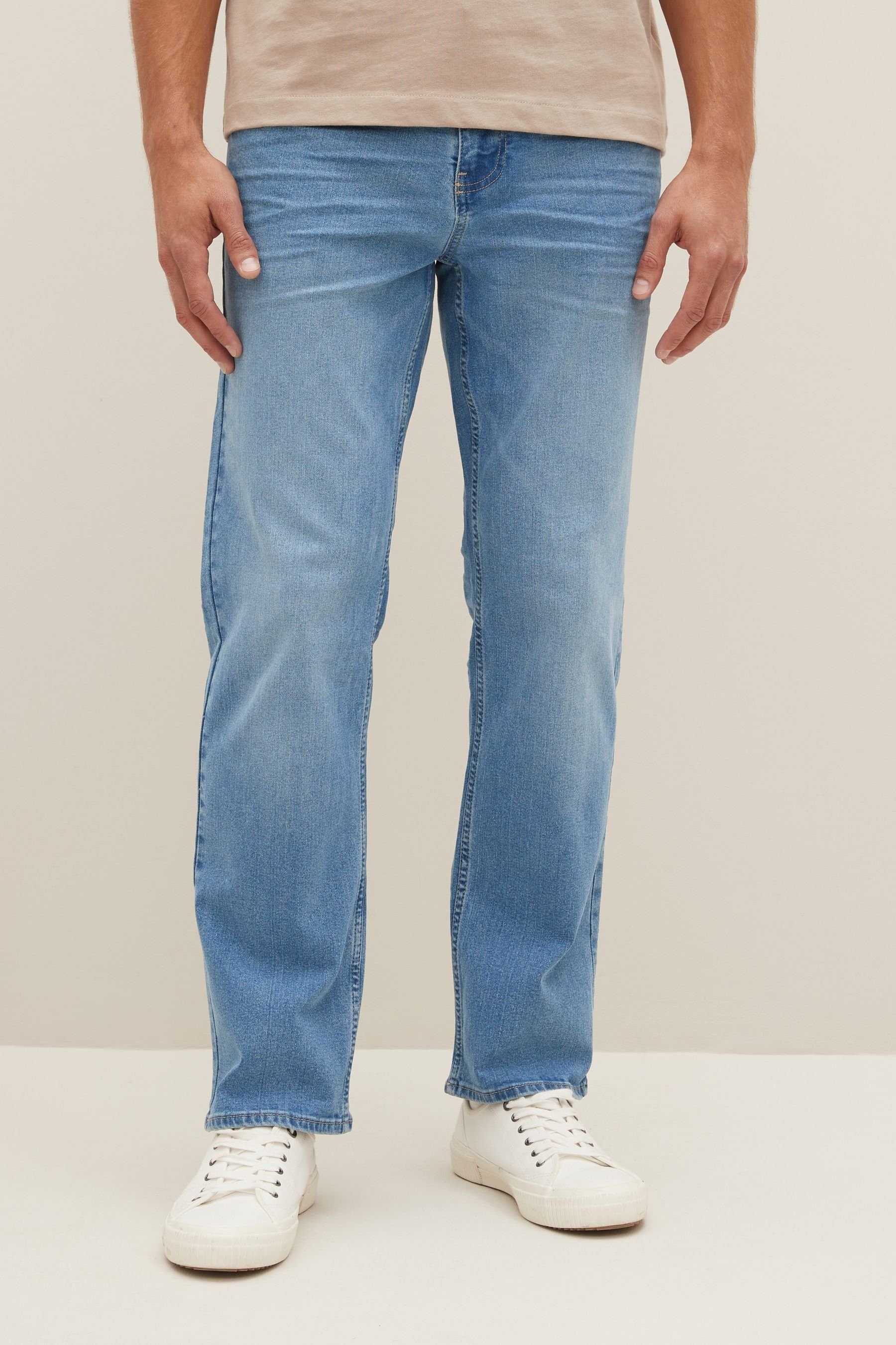 Straight-Jeans im Next Blue/Light Straight Mid (2-tlg) Stretch-Jeans 2er-Pack Blue Fit Essential