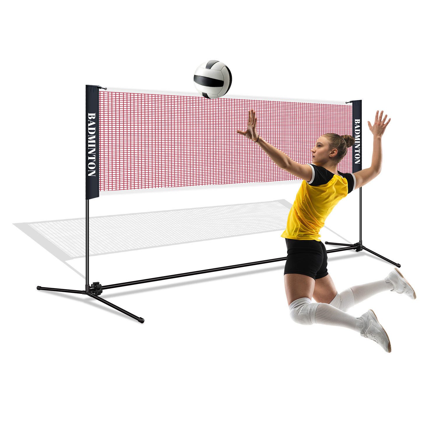 Clanmacy Badmintonnetz Tennisnetz mit Ständer Höhenverstellbar faltbares Polyester 410 cm