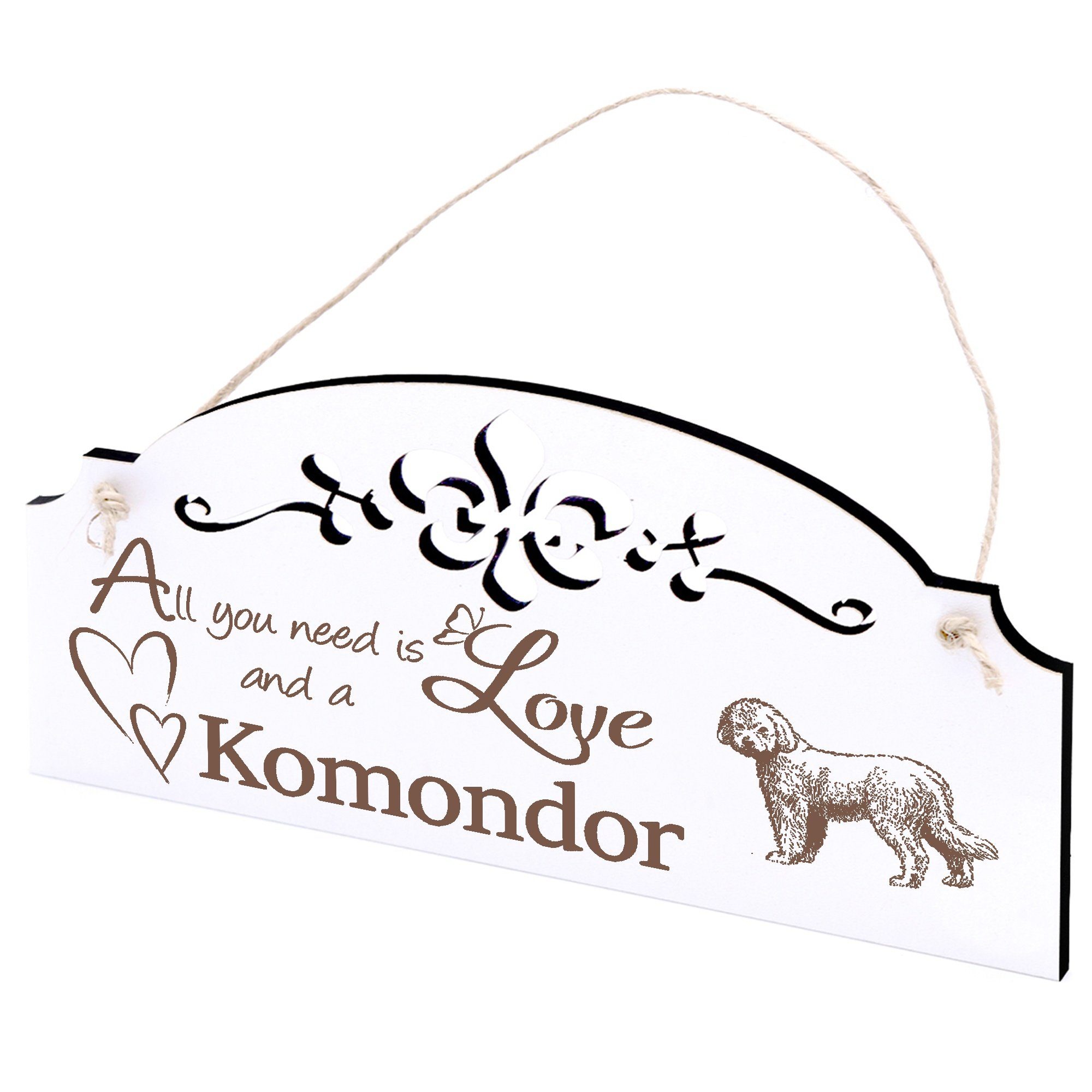 Deko Love you Komondor is Dekolando 20x10cm Hängedekoration need All