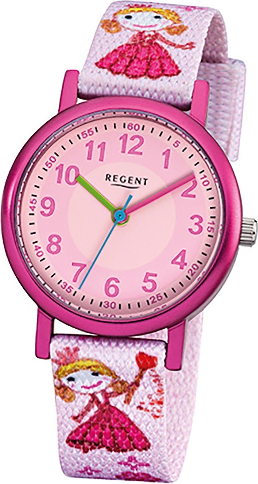 Gehäuse, Uhr (ca. rundes F-949 Regent Fashion mit Regent Kinder 29mm), klein Quarzuhr, Textil Kinderuhr Textilarmband, Quarzuhr