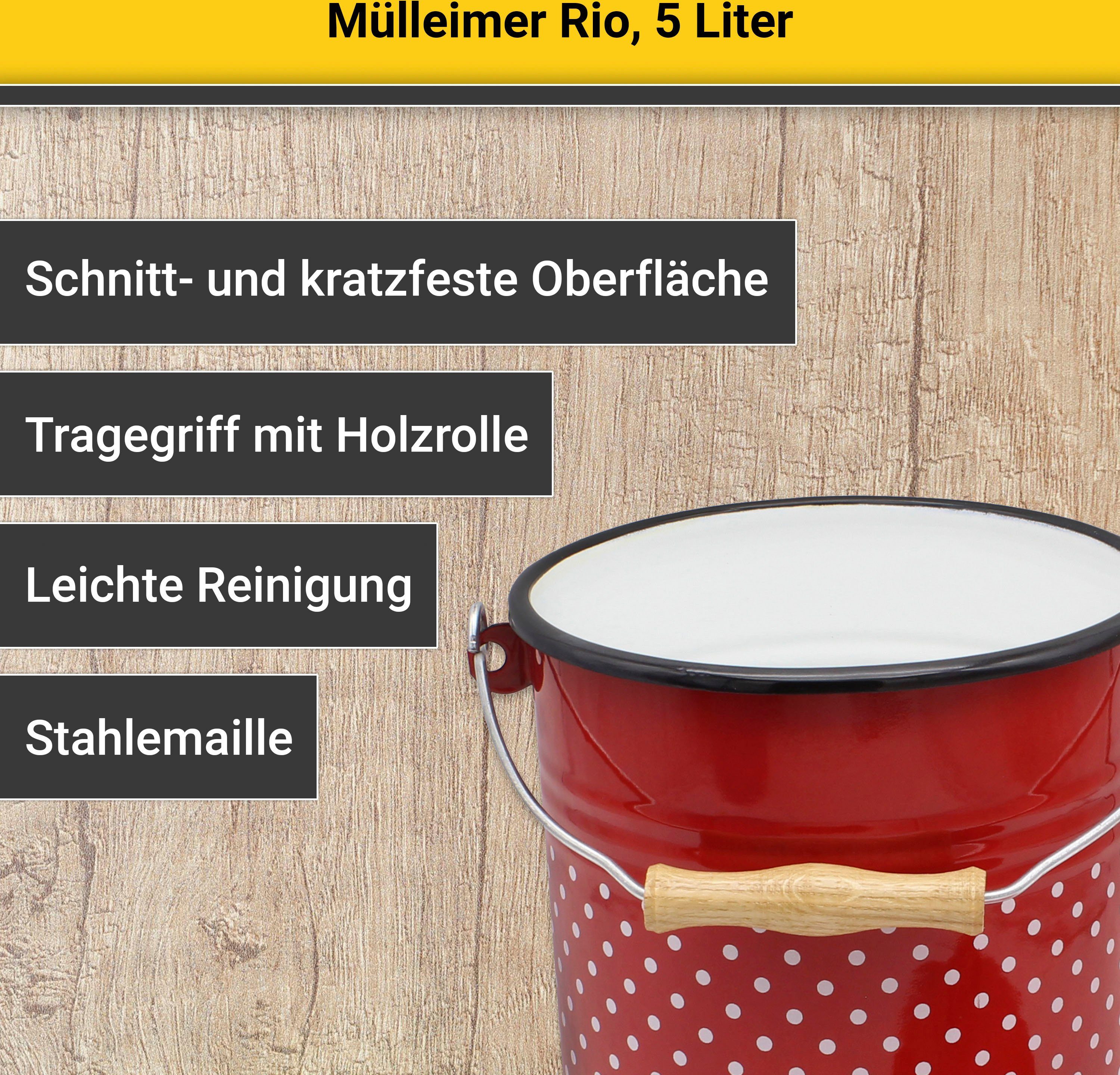 Krüger Rio, Mülleimer Mülleimer 5 mit Deckel Europe Made Liter, in rot