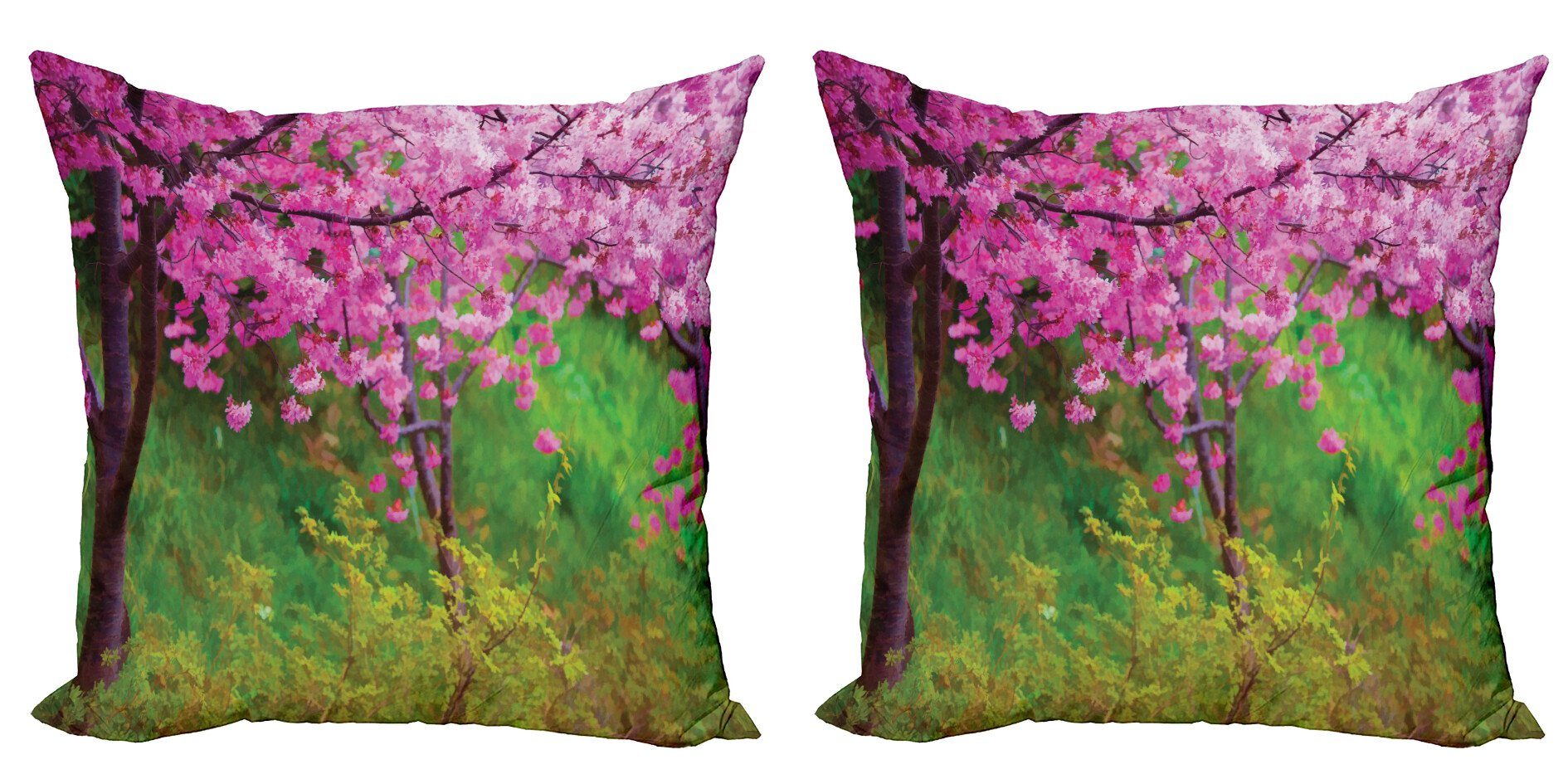 Kissenbezüge Modern (2 Digitaldruck, Doppelseitiger Accent Blumen Stück), Abakuhaus Frühlings-Garten-Landschaft