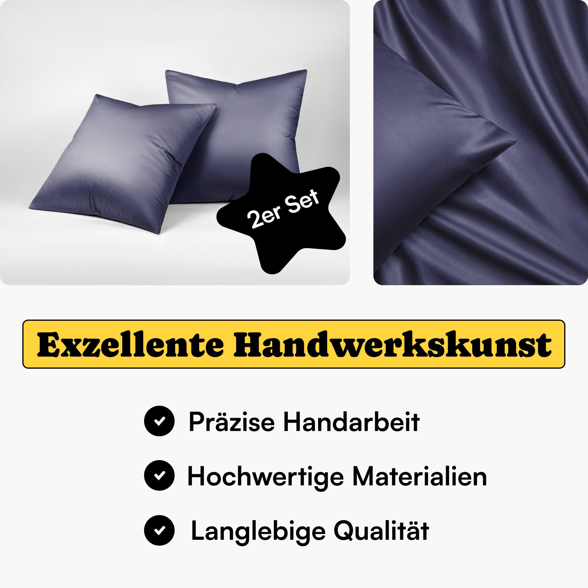 Seralino Kissenbezüge Set aus 100% Lyocell (Tencel) in Gr. 40x80, 80x80, 40x60cm, (2 Stück), besonders weich, schnelltrocknend, atmungsaktiv, aus Eukalyptusfasern