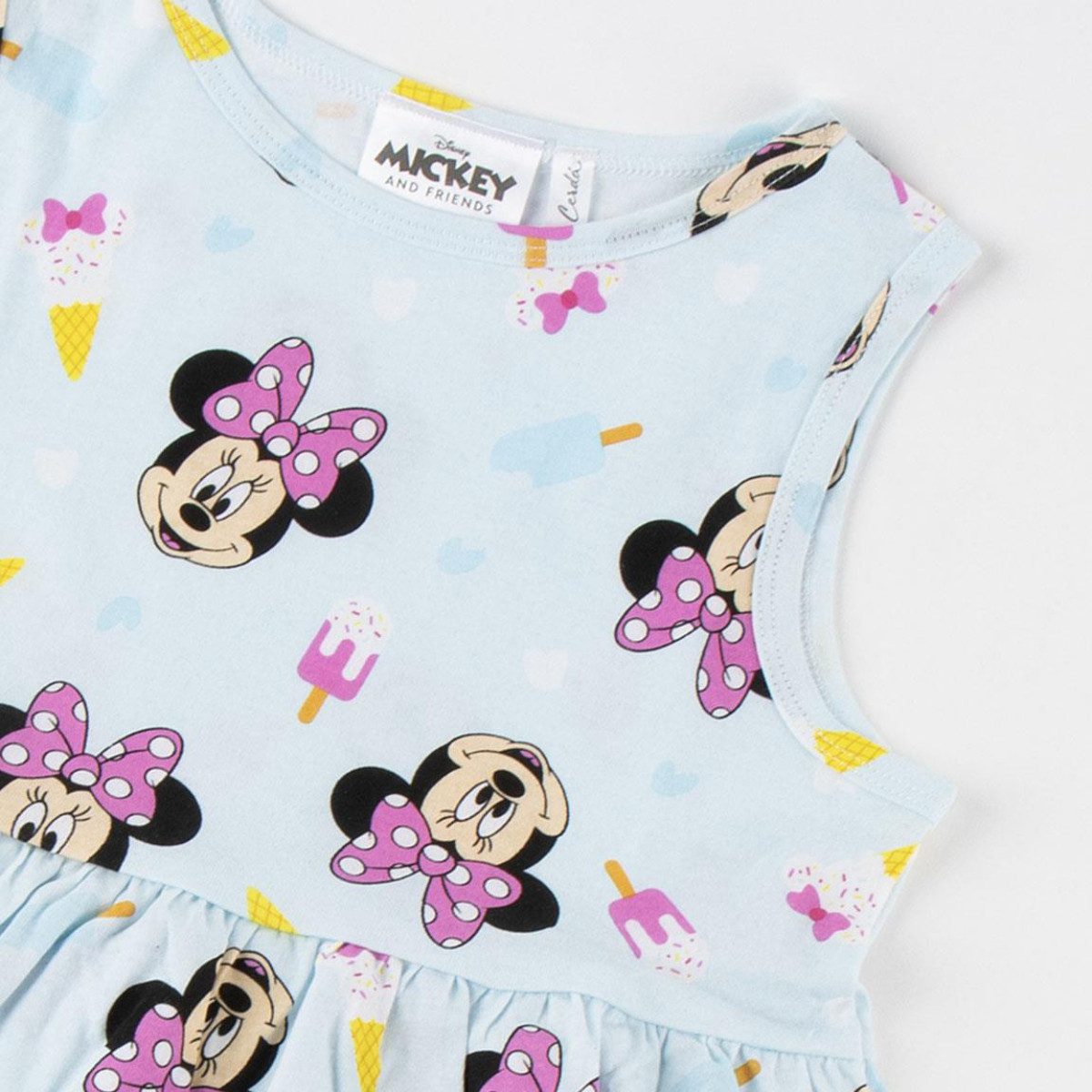 Disney Minnie Mouse Sommerkleid Kinder Jersey Kleid Baumwolle Single Jersey Sommer Alltag (Packung, Einteilig)