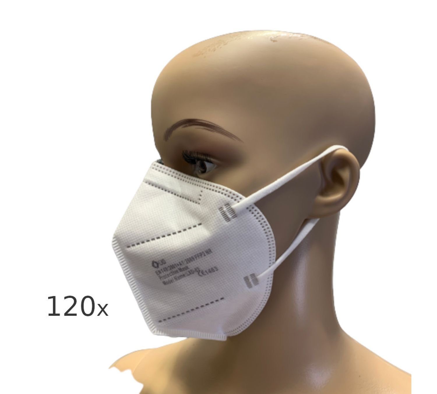Verkleidungsmaske 120x FFP2 Mundschutz weiß Feinstaubmaske