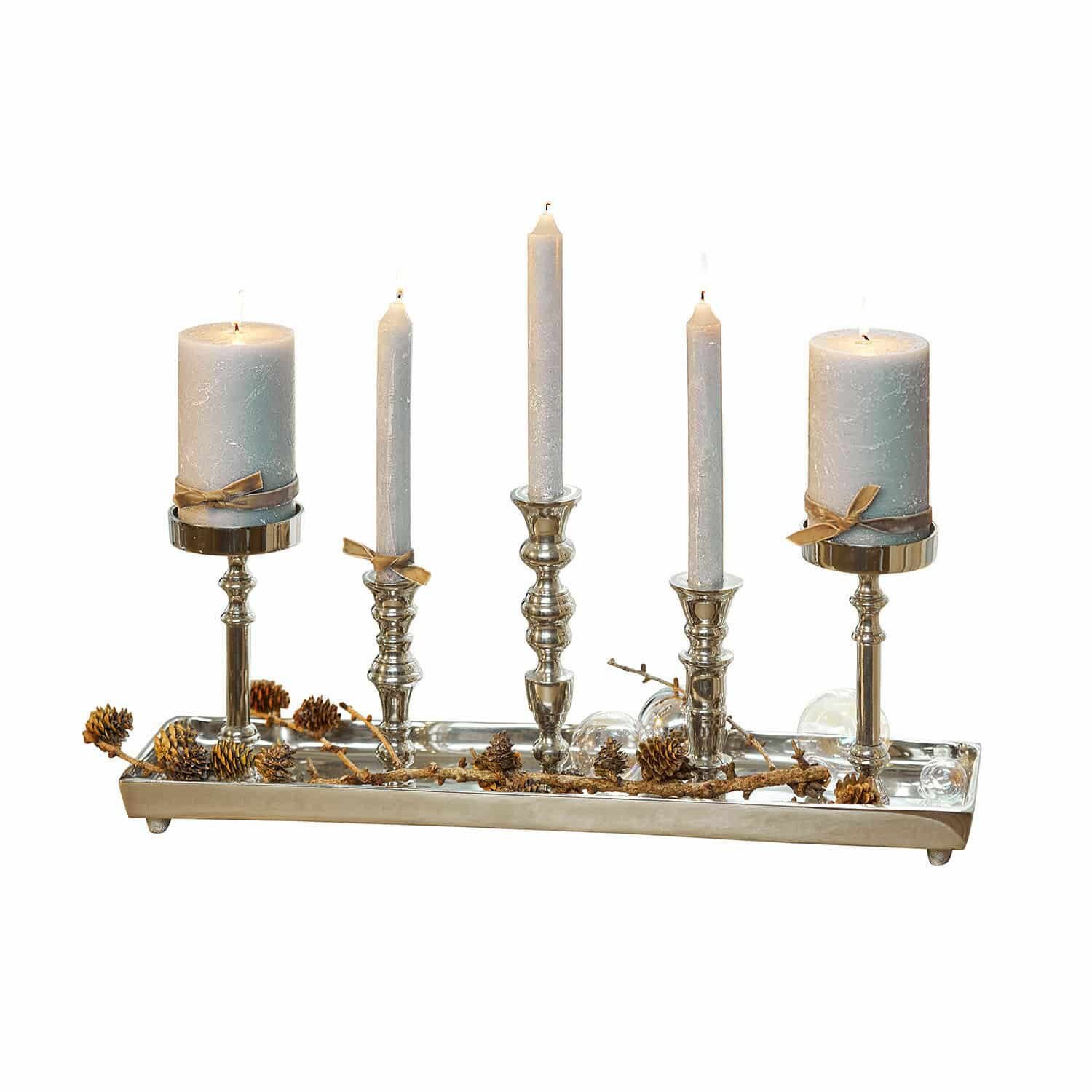 Mirabeau Kerzenständer Kerzentablett Alirra silber