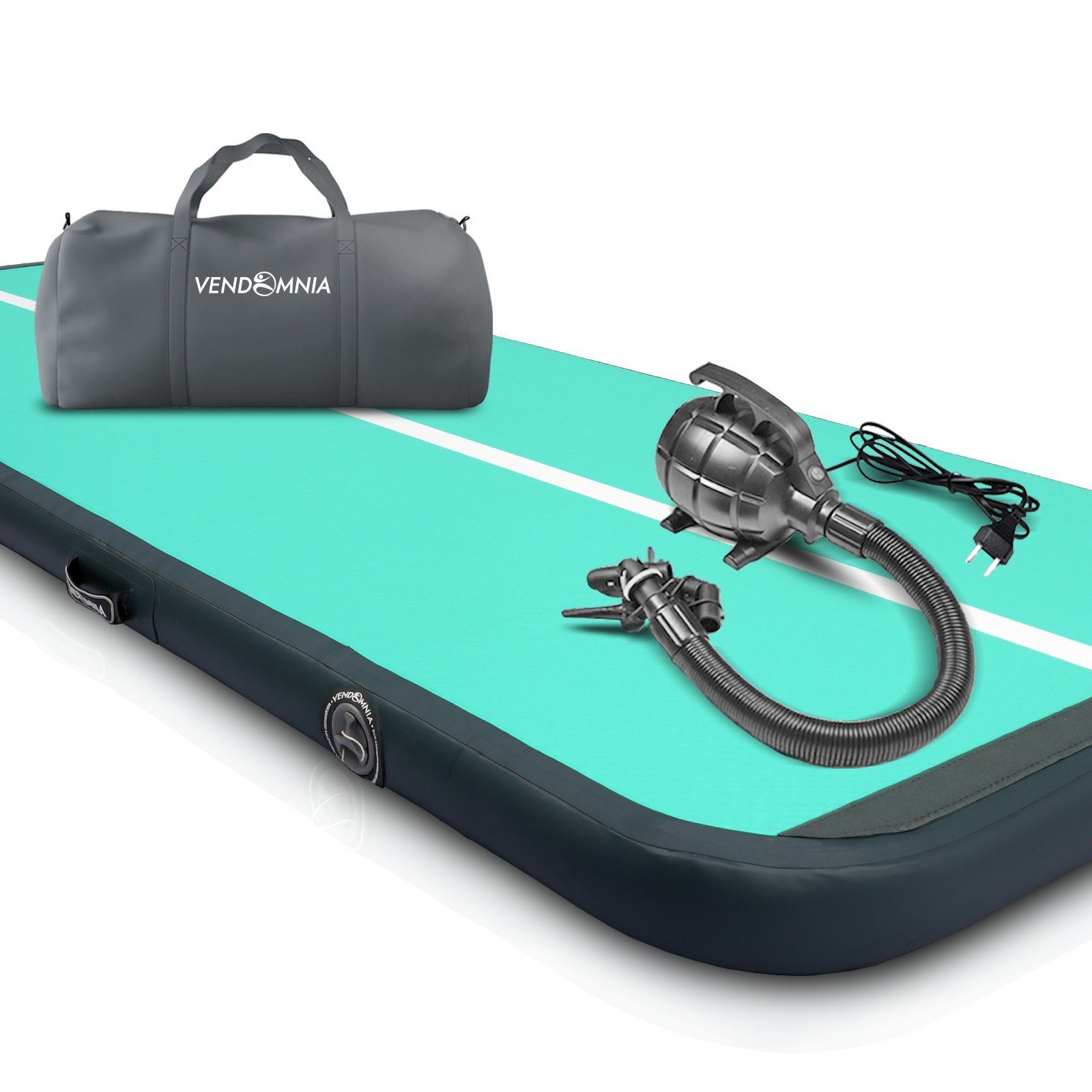 VENDOMNIA Gymnastikmatte AIRTRACK - Fitness Sport 1/2/3/4/5/6/7/8m Farbwahl (elektrische Luftpumpe aufblasbar PVC Dicke:10/20cm), Tumbling Tracking Gymnastik Yoga Air Track Matte