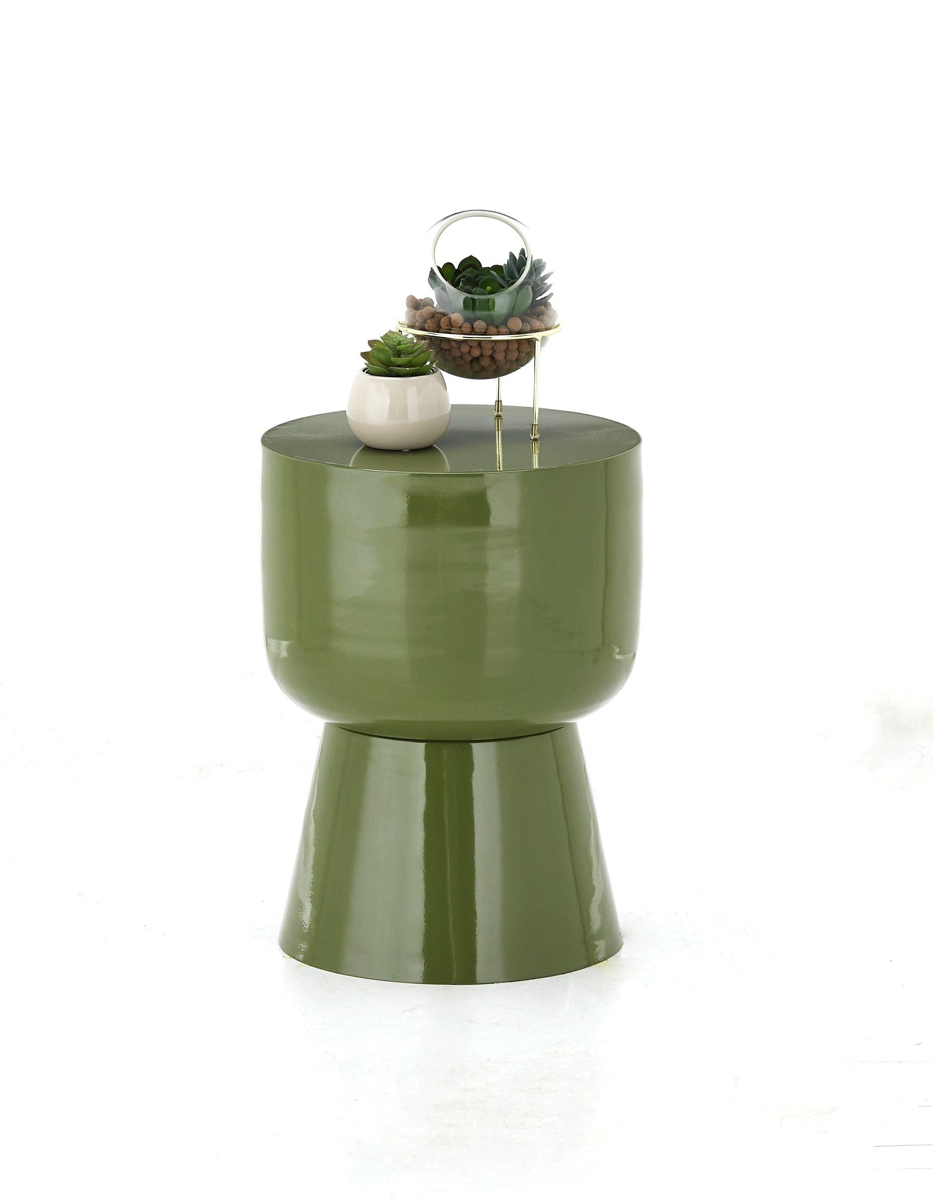 freiraum Beistelltisch 1164, Stilvoller, robuster Metalltisch in modernem Grün - 44x34cm (HxD)