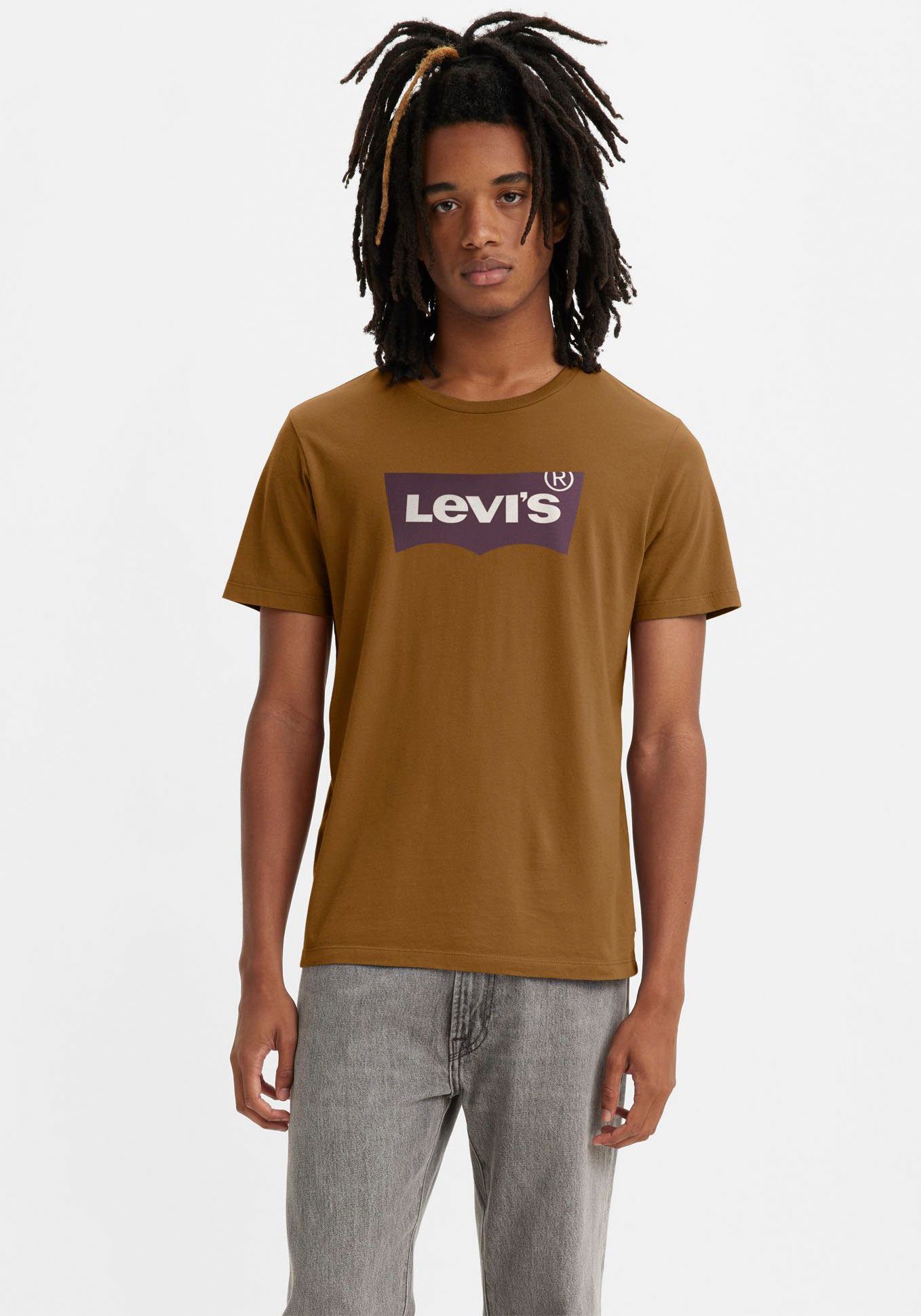 Levi's® T-Shirt CREWNECK TEE mit Logo-Front-Print braun