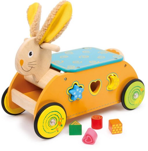 Legler Rutscher »Kinder Holzfahrzeug • Motorikwagen - Hase mit Steckspiel • Lernspielzeug ab 12 Monate«