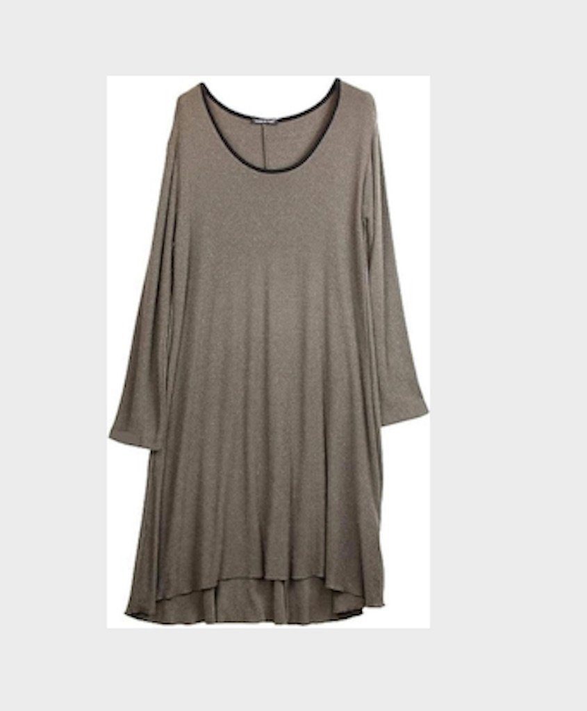 Beliebter Artikel BZNA A-Linien-Kleid Wollkleid Lana Wolle Tunika Taupe Strickkleid