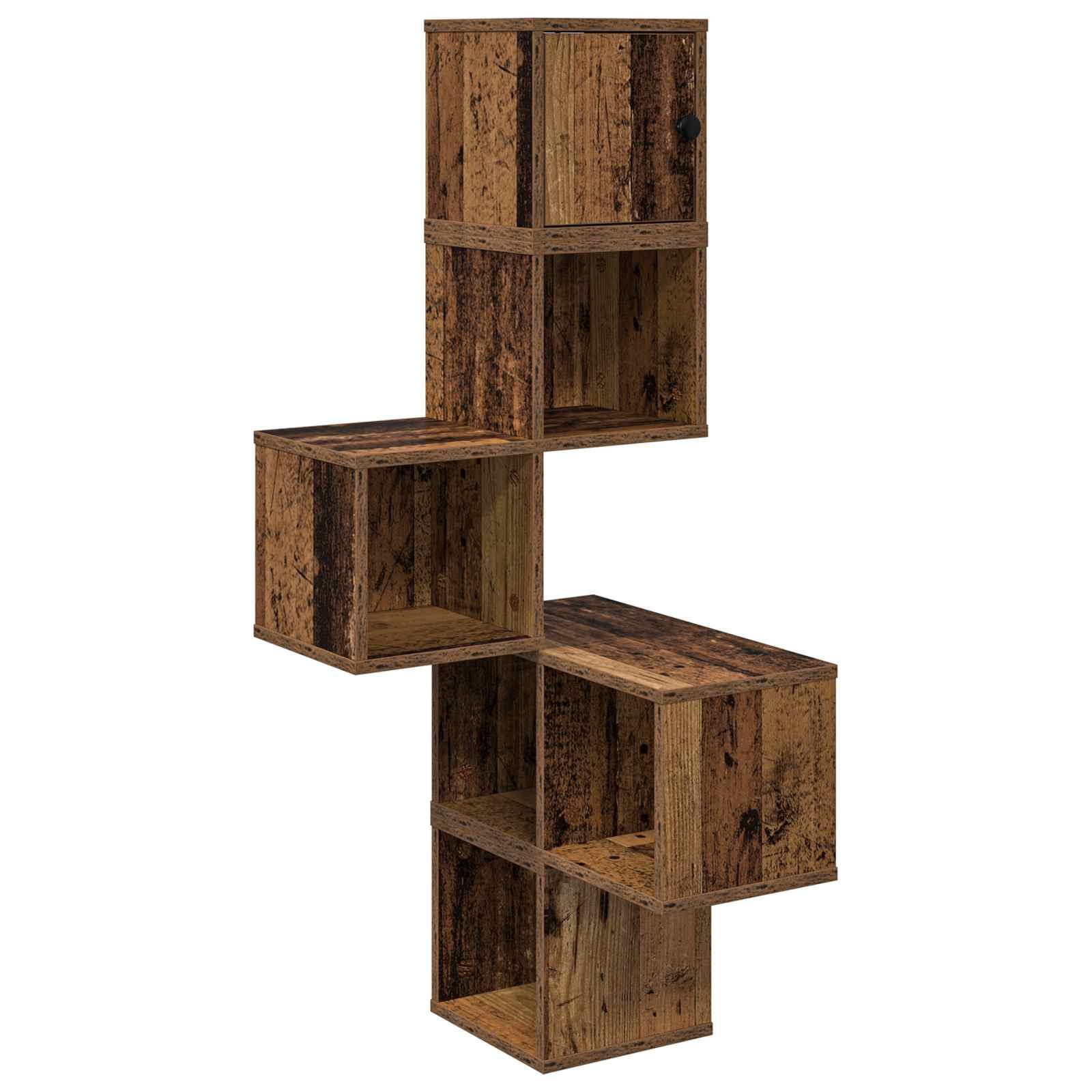vidaXL Regal Wand-Eckregal Altholz 48 x 48 x 120 cm Holzwerkstoff, 1-tlg.