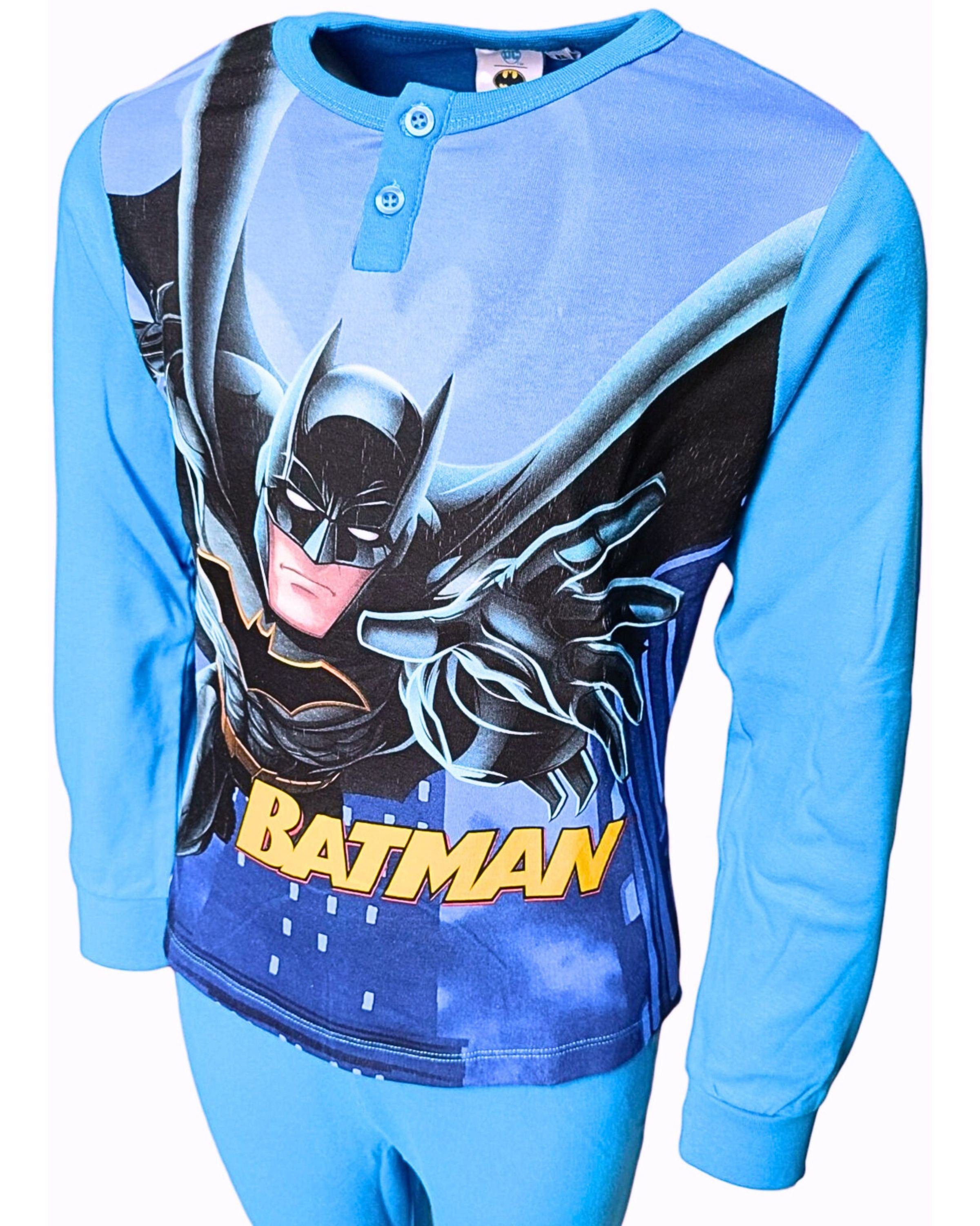 Batman Schlafanzug (2 tlg) Jungen Blau 98-128 Pyjama Gr. cm langarm