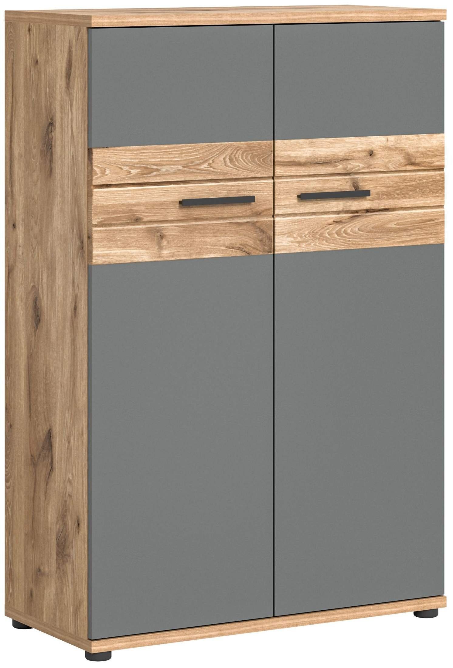 xonox.home und Mehrzweckschrank Büroschrank Eiche Nox Schrank MASON grau 122x80 Basalt in cm