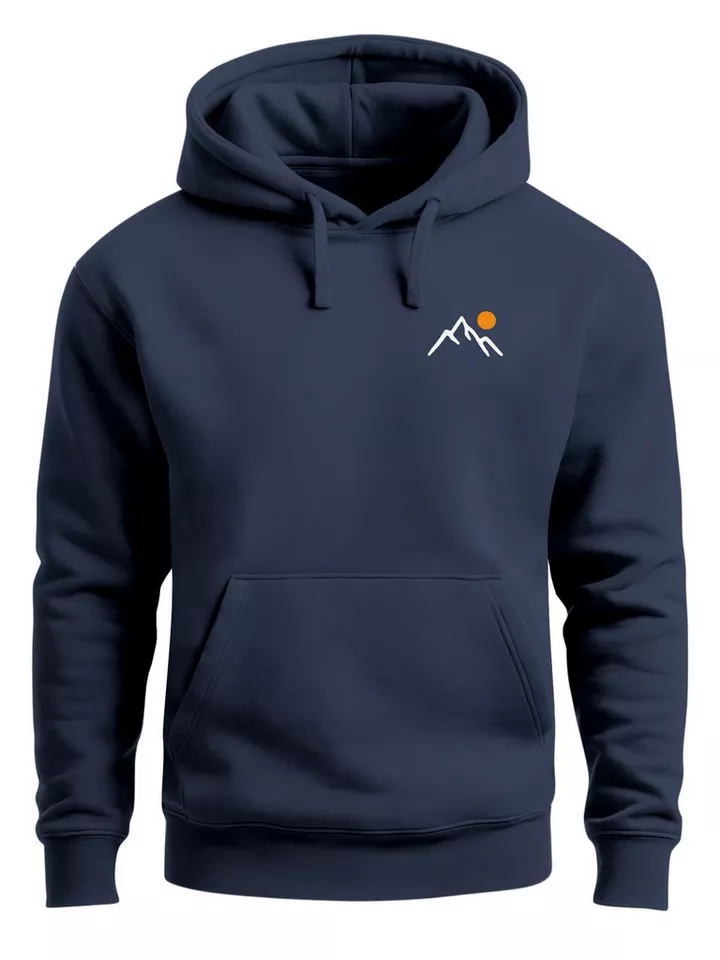Neverless Hoodie Herren Hoodie Minimal Mountain Kapuzensweatshirt Logo Bergmotiv