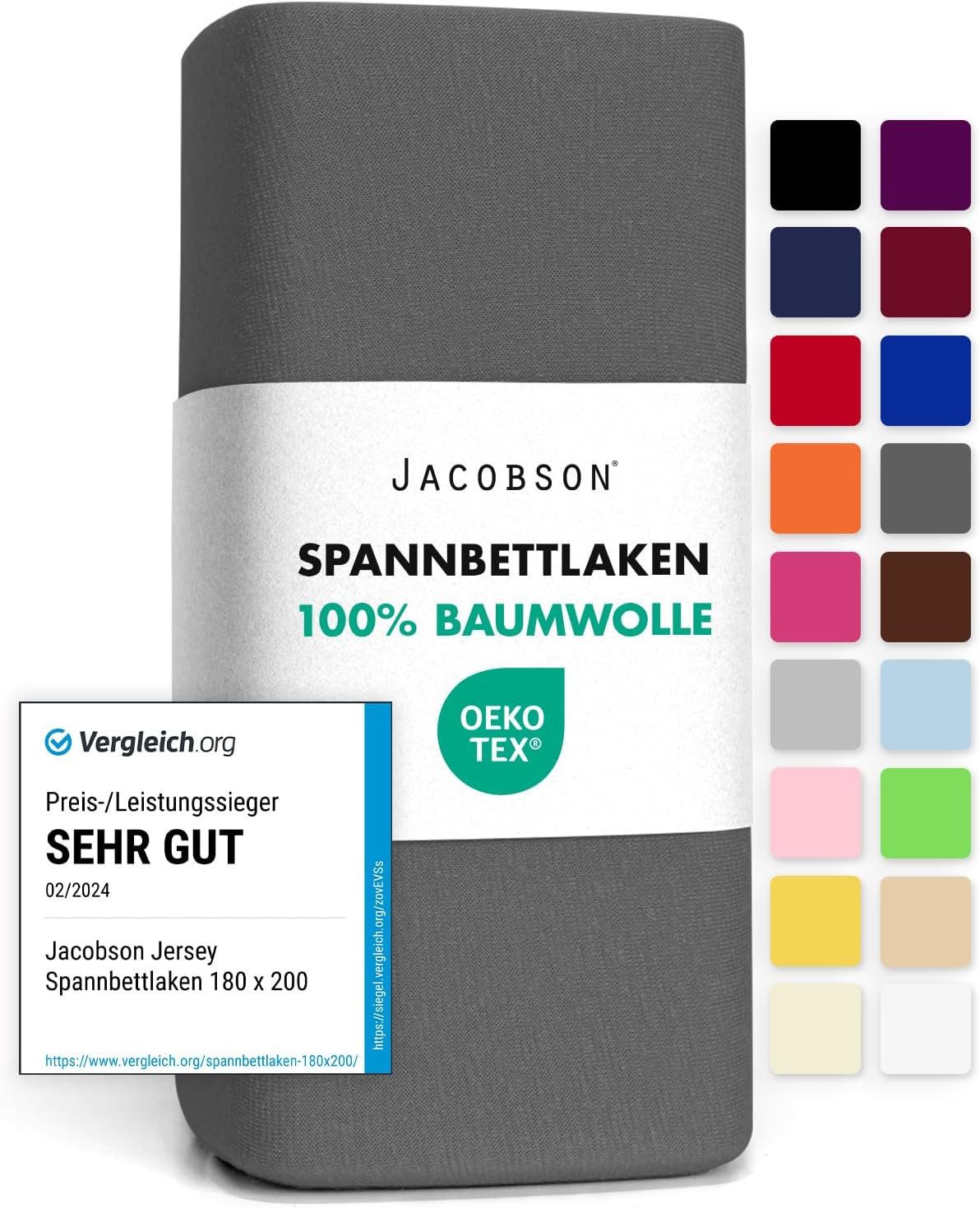 Jacobson Spannbettlaken aus 100% Baumwolle, Jersey günstig online kaufen