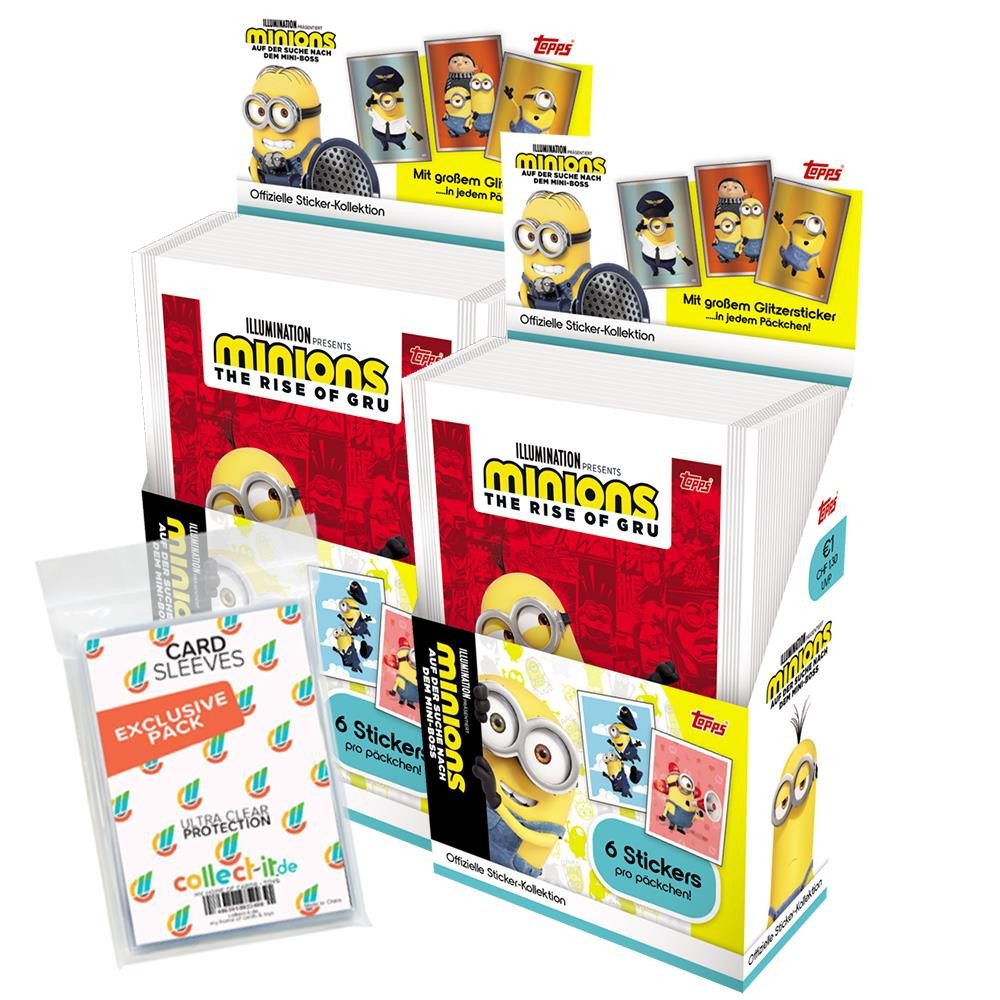 Minions Sammelkarte Minions Suche nach dem MiniBoss Sticker 2 Display (72 Tüten) + Sleeves