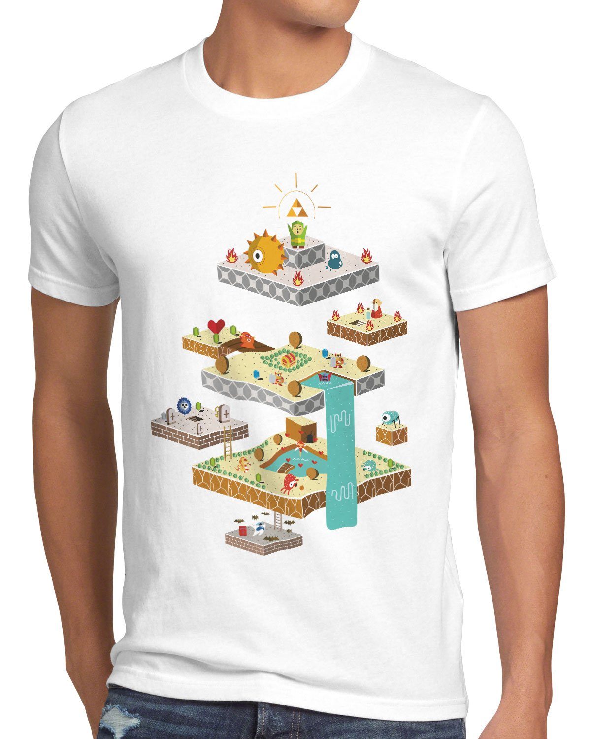 style3 Print-Shirt Herren T-Shirt Links Dungeon wild switch the breath of snes ocarina weiß