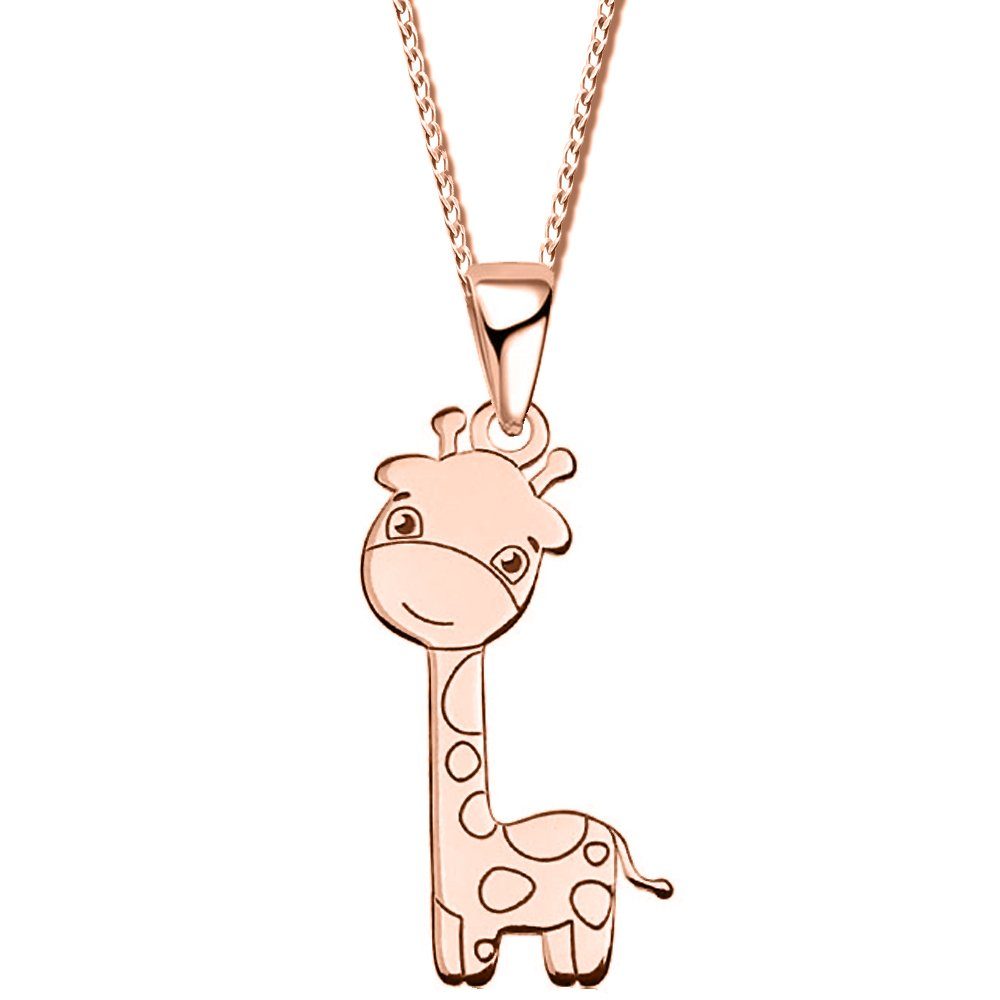 Limana Kette mit Anhänger echt 925 Sterling Silber Giraffe, Halskette Kinderkette Mädchenkette gold rosegold