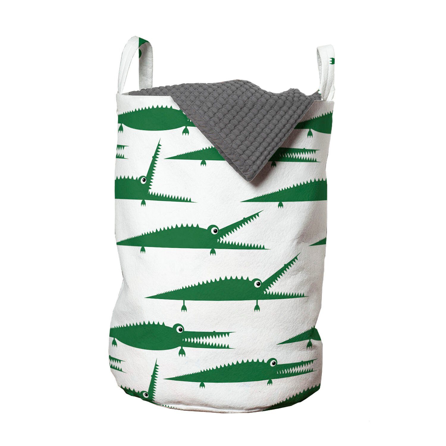 Abakuhaus Wäschesäckchen Wäschekorb mit Griffen Kordelzugverschluss für Waschsalons, Krokodil Lustiger Green Alligator