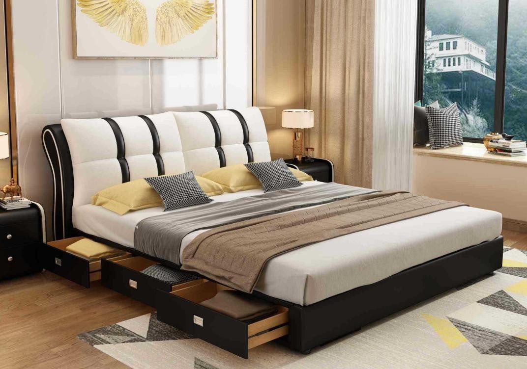 Xlmoebel Polsterbett Designer Bett aus hochwertigen Textilien mit gepolstertem Kopfteil (Bett, 1-tlg., Bett), Hergestellt in Europa