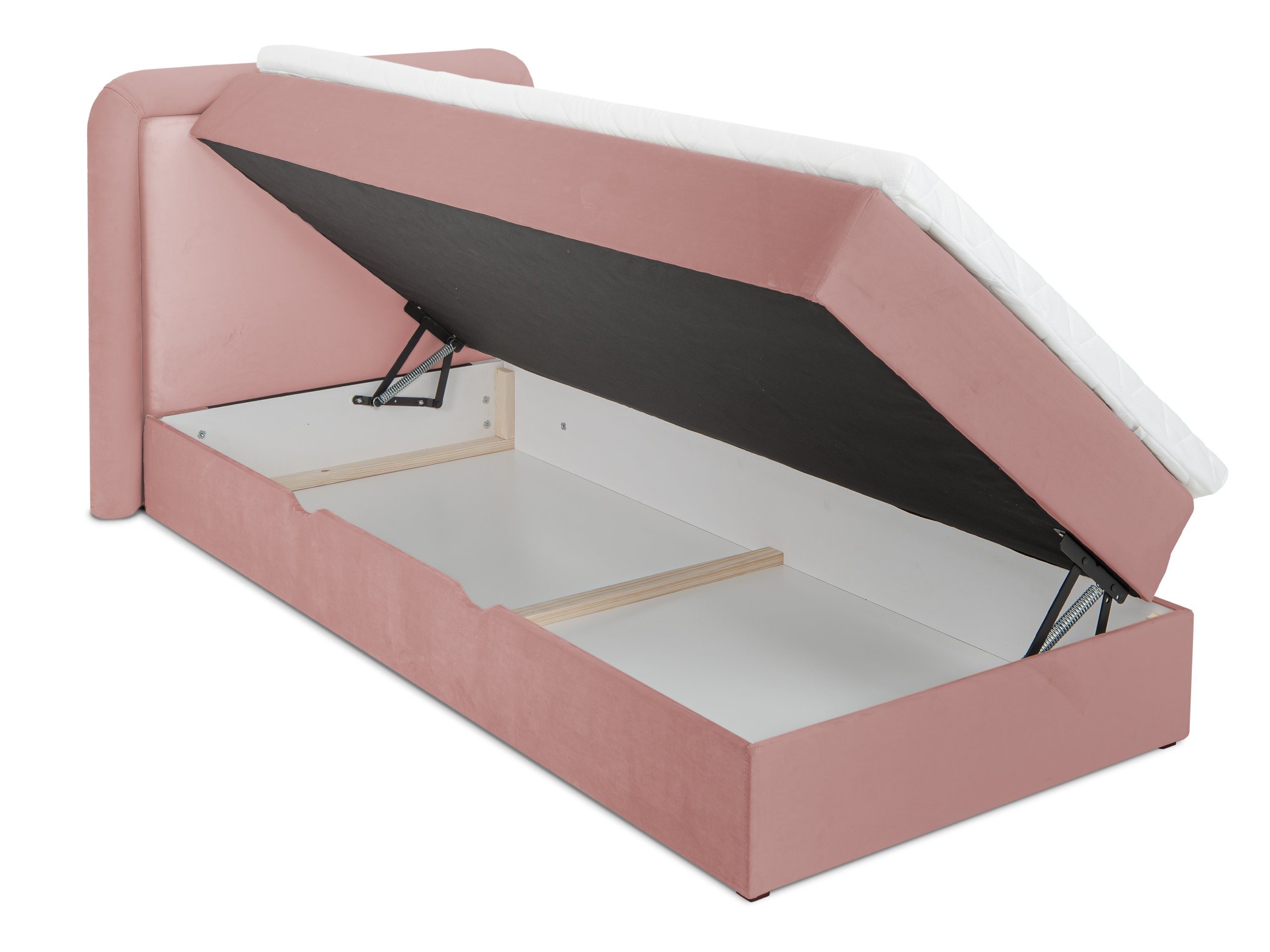 Kinderbett Topper und cm Mädchenbett wonello 90x200 Bettkasten Silea mit rosa 1,