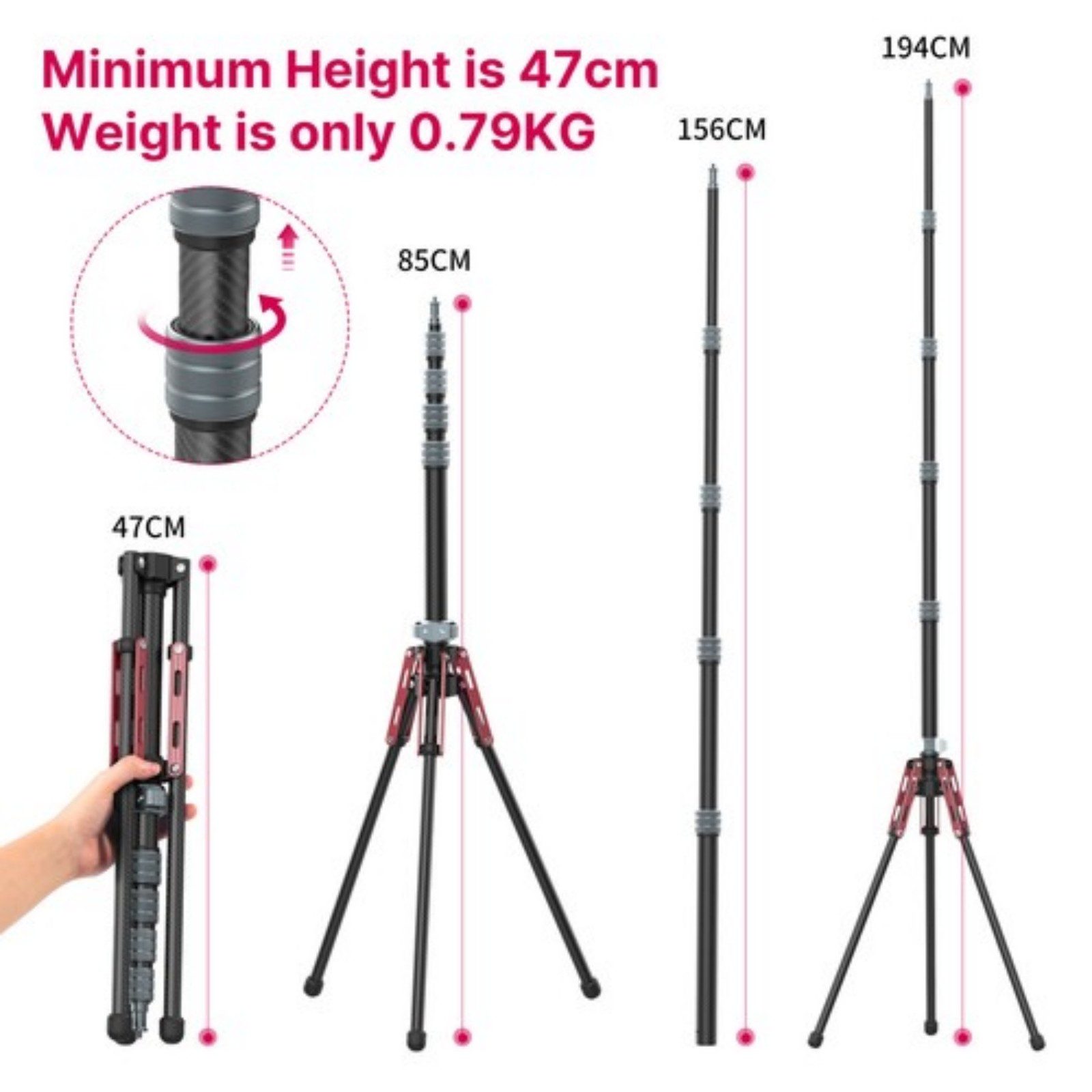 ULANZI Ulanzi MT-49 Carbon Einbeinstativ mit abnehmbarer Trethalterung Kamerastativ