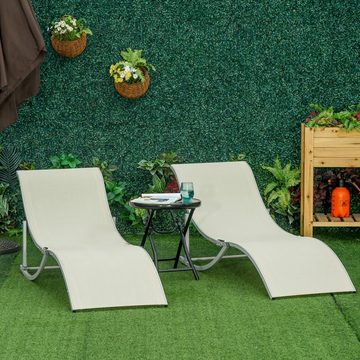 Outsunny Gartenliege Sonnenliege ergonomisch Aluminium Texteline, Stoffliege, 2 St., Relaxliege, 165L x 61B x 63H cm