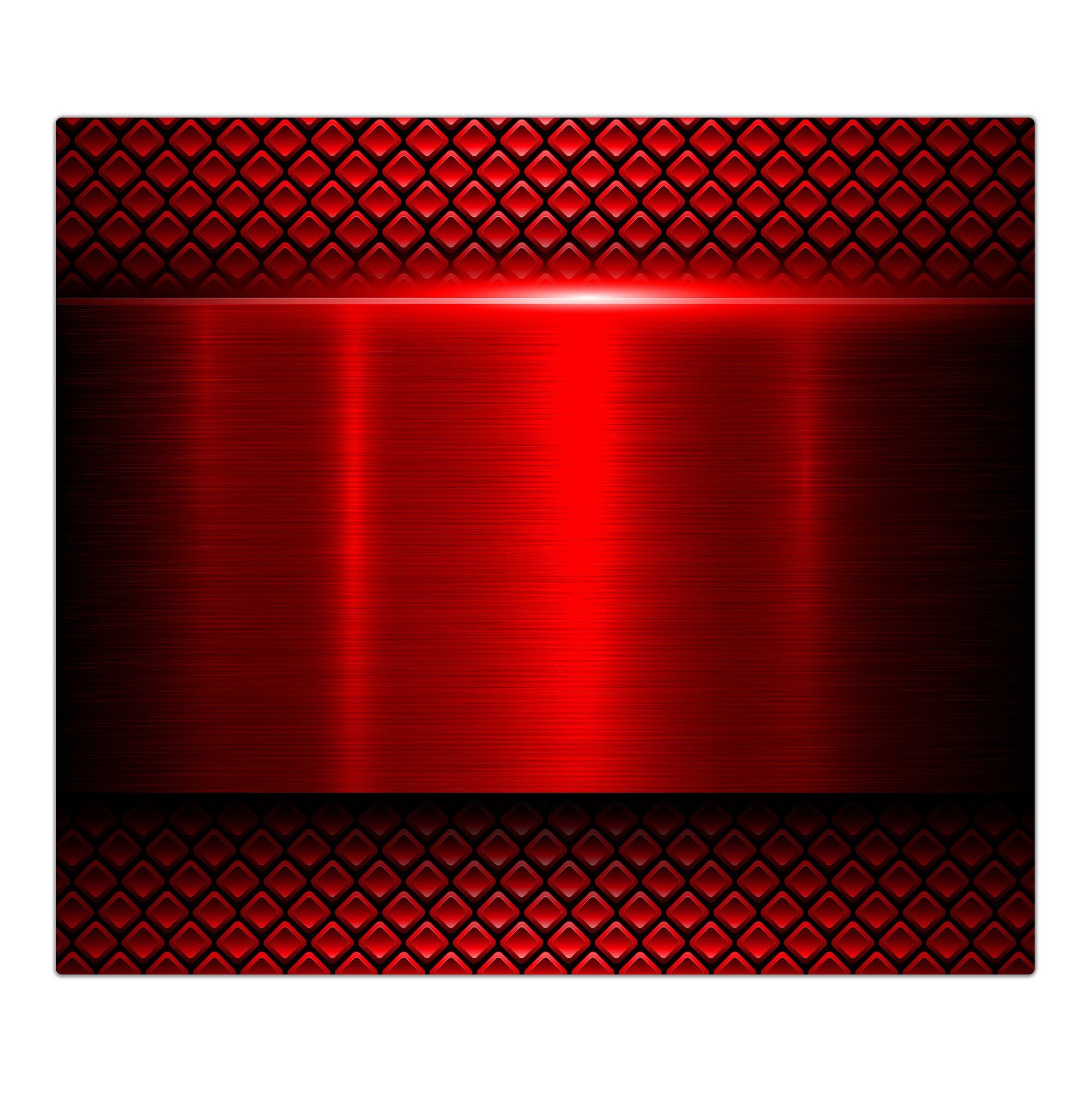 Rote Primedeco Herd-Abdeckplatte (1 Glas, Herdabdeckplatte tlg) Spritzschutz Metalltextur, Glas aus