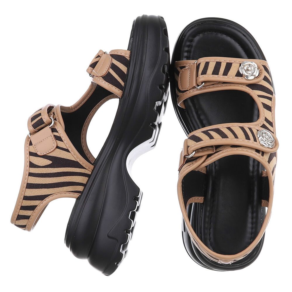 Ital-Design Bequeme Damen-Sandalen mit Rosetten für günstig online kaufen