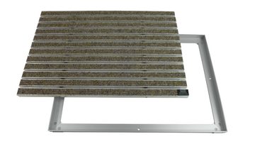 Fußmatte Emco Eingangsmatte DIPLOMAT + Rahmen 25mm Aluminium, Rips Sand, Emco, rechteckig, Höhe: 25 mm, Größe: 600x400 mm, für Innen- und überdachten Außenbereich